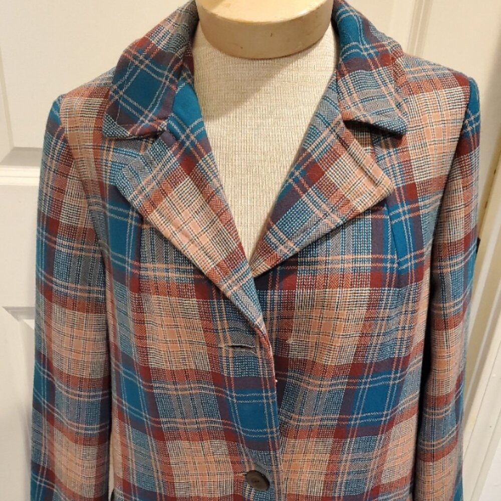 Vintage plaid wood coat (70's) - Picture 2 of 10